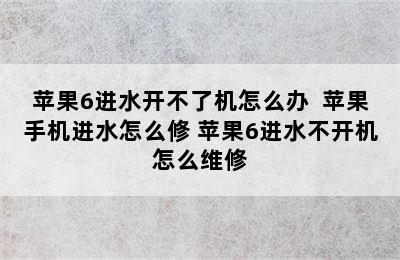 苹果6进水开不了机怎么办  苹果手机进水怎么修 苹果6进水不开机怎么维修